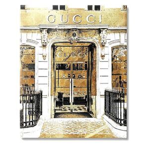 At Home Gucci Storefront Gold Foil Canvas Wall Decor